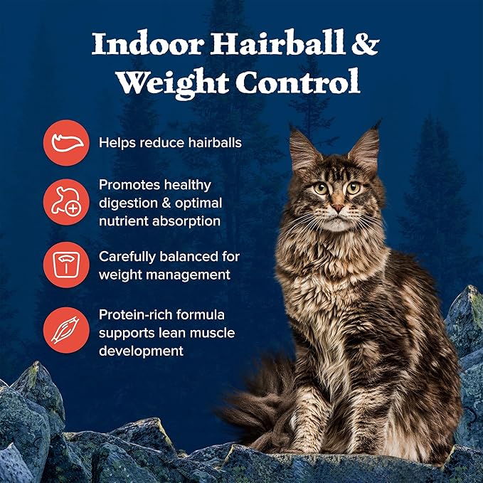 Blue Buffalo Wilderness Adult Indoor Dry Cat Food, Indoor Hairball Control and Weight Control Formula, High-Protein and Grain-Free Diet, Made with Natural Ingredients, Chicken, 11-lb. Bag