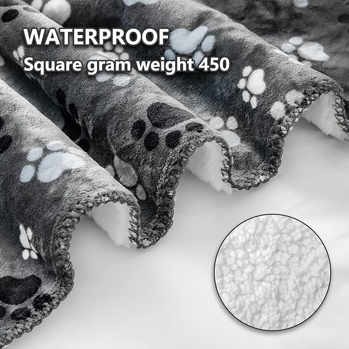Waterproof Pet Blanket Dog Blankets, Pattern Printing Super Soft Warm Fluffy Facecloth Sofa Car Bed Protector, Urine Proof Washable Outdoor Pet Blanket for Puppy Large Dogs & Cats 95cm * 75cm