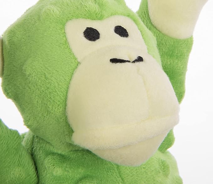 goDog Crazy Tugs Monkey Squeaky Plush Tug Dog Toy, Chew Guard Technology - Green Large