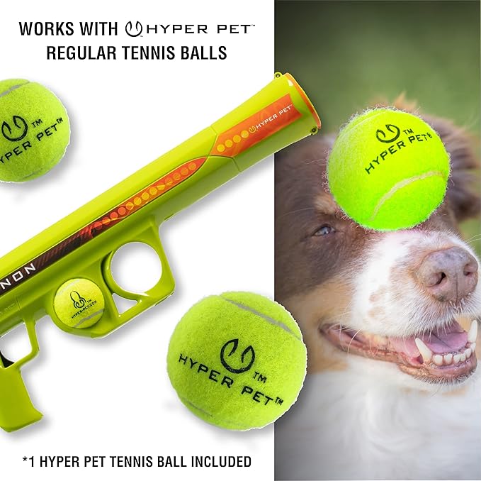 Hyper Pet K9 Kannon Dog Ball Thrower Launcher for Dogs, All Breeds Up To 60 Pounds, With One Hyper Pet 2.5 Inch Tennis Ball, For All Breeds