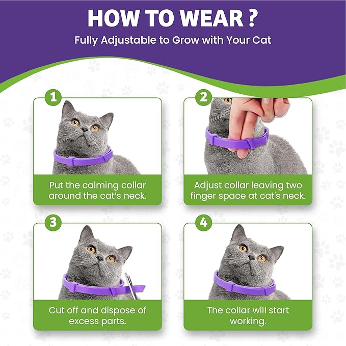 4 Pack Calming Collar for Cats, Cat Calming Collar, Calming Pheromone Collar for Cats, Cat Pheromone Collar, Cat Calming Collar for Anxiety, Efficient Relieve Anxiety Stress (4 Pack)