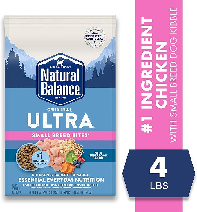 Natural Balance Original Ultra Chicken & Barley, Small-Breed Bites Dry Dog Food, 4-lb. Bag