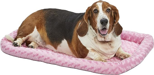 MidWest Homes for Pets Bolster Pet Bed for Dogs & Cats 36L-Inch Pink w/ Comfortable Bolster | Ideal for Medium / Large Dog Breeds & Fits a 36-Inch Dog Crate | Machine Wash & Dry | 1-Year Warranty