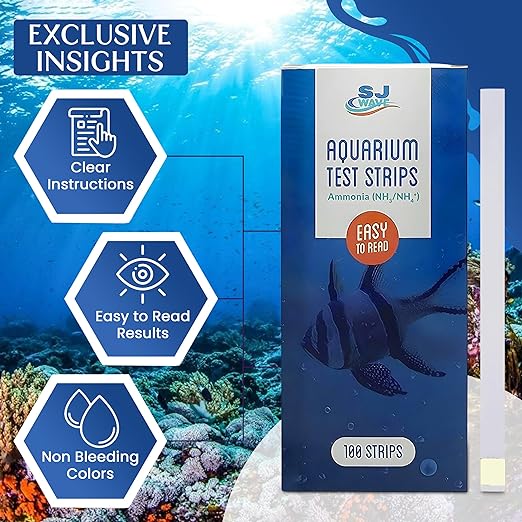 Aquarium Ammonia Test Strips | Fast and Accurate Water Quality Ammonia Testing Kit for Saltwater & Freshwater Aquariums & Fish Tanks – Ammonia Test Kit for Aquarium Helps Keep Fish Safe (100 Strips)