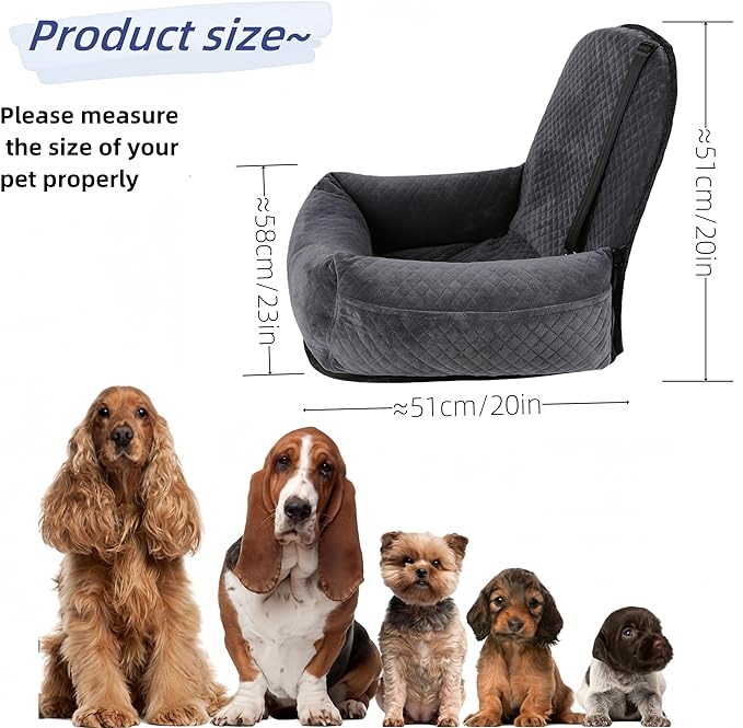 Dog Car Seat is Safe and Comfortable Dog Seat Travel Bed Luxury Dog Booster Seat for Front Seats Dog Car Seat for Small Medium Dog can be Disassembled for Easy Cleaning Thickened Memory Foam Filling