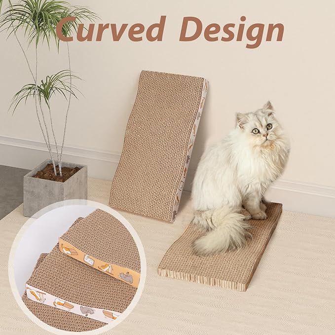 3 Pcs Cat Scratch Pad,Cat Scratcher Cardboard with Premium Reversible Scratch Textures Design Wide Durable Scratching Pad (3 PCS)