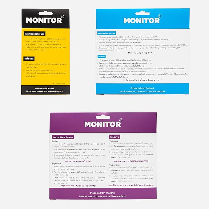 Monitor DISSOLVED Oxygen, Chlorine, Calcium/Magnesium HIGH Salinity (Salinity > 5 PPT) Test KIT_Combo Set