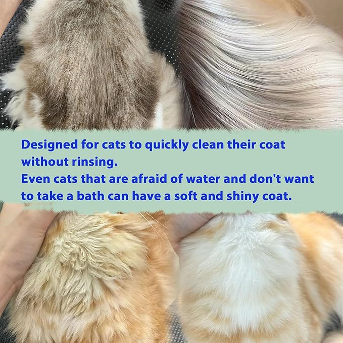 Waterless Cat Shampoo No Rinse Kitten Shampoo, Easy Cat Bath Cleaner - Hypoallergenic Cat Shampoo for Long and Short Hair