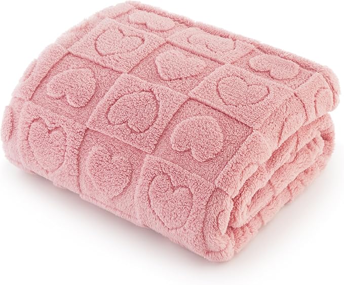 Bedsure Dog Blanket for Small Dogs Washable - Soft Fluffy Puppy Blanket with Premium 300GSM Coral Fleece, Cozy Calming Cat Blankets for Indoor Cats, Fuzzy Pet Blanket for Kitten Doggy, Pink, 25x35IN