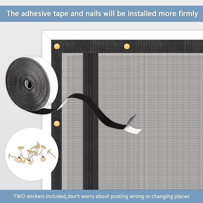 Upgraded Pet Screen Door Fits Doors Up to 32"x78",Heavy Duty Cat Proof Mesh Screen Door with Zipper Closure,Prevent Cats Running Out from Home,Bedroom,Living Room,Kitchen (U-Type,Black)