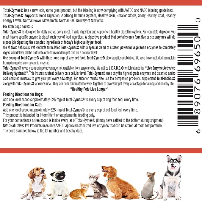 Total-Zymes- Digestive Enzymes for Dogs and Cats - Treats 365 Cups of Pet Food