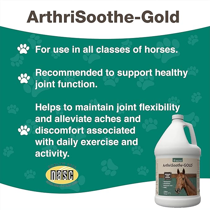 NaturVet ArthriSoothe-Gold Advanced Equine Glucosamine Joint Supplement Formula for Horses, Liquid, Made in The USA with Globally Source Ingredients 1 Gallon