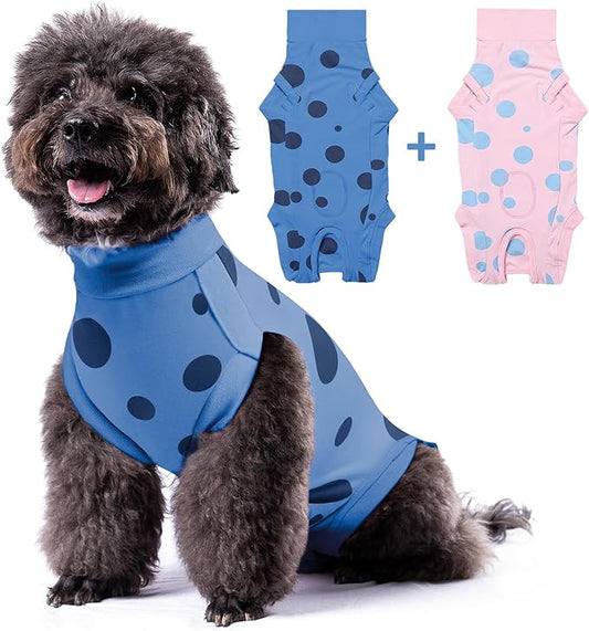 2 Packs Dog Recovery Suit Female Male, Blue+Pink, S