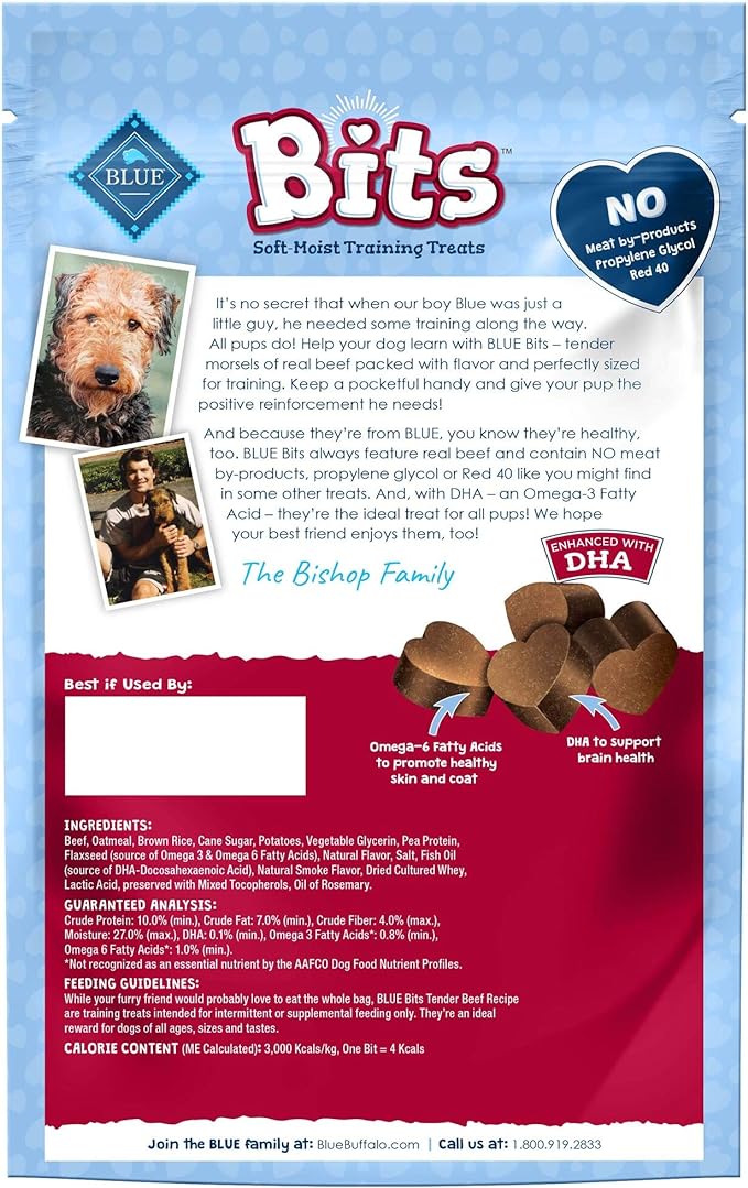 Blue Buffalo BLUE Bits Natural Soft-Moist Training Dog Treats, Beef Recipe 11-oz Bag