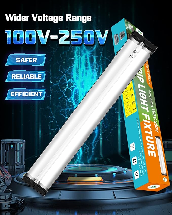 T5 UVA UVB Reptile Light Combo Kit(100V-250V Wide Voltage), Reptile Light Fixture with UVB 10.0 Fluorescent Tube, 39W UVA UVB Lamp Bulb for Bearded Dragon Tortoise