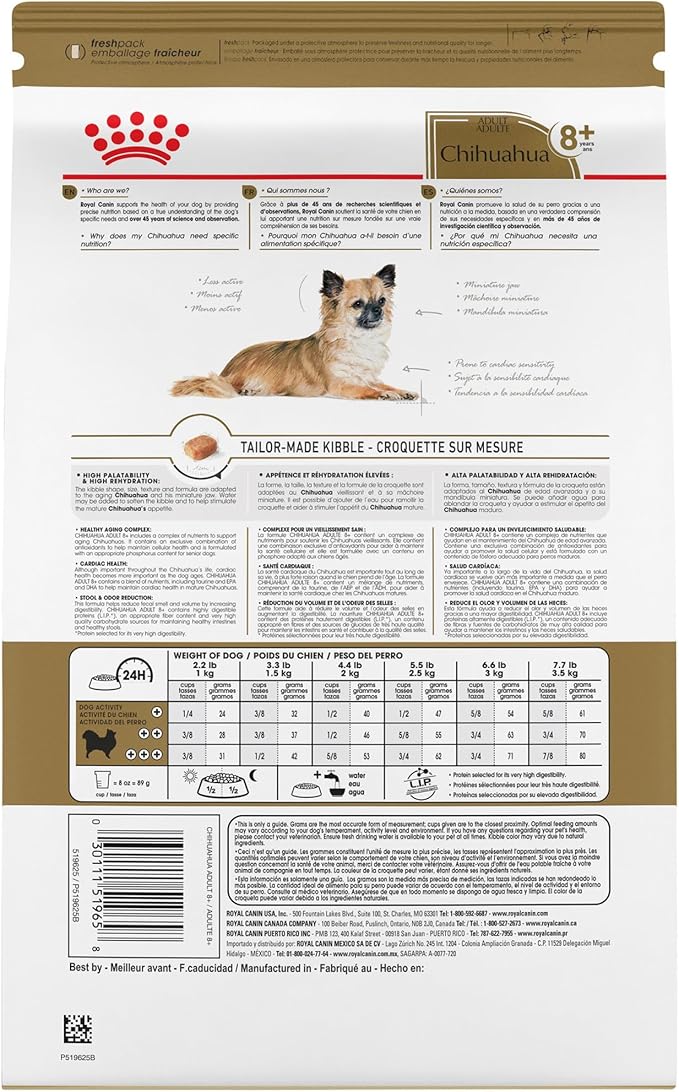 Royal Canin Breed Health Nutrition Chihuahua 8+ Adult Dry Dog Food, 2.5 lb bag
