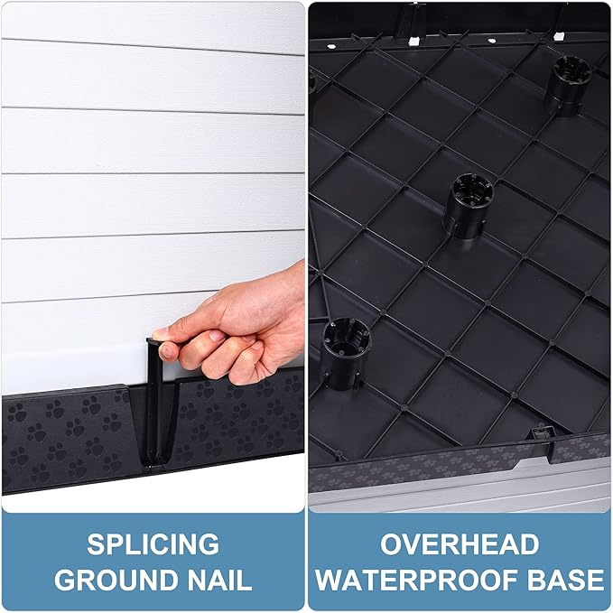 Plastic Dog House, Insulated Doghouse Puppy Shelter, Water Resistant Easy Assembly Sturdy Dog Kennel with Elevated Floor and Air Vents, Ventilate for Small to Large Sized Dogs (29-Inch, Blue)