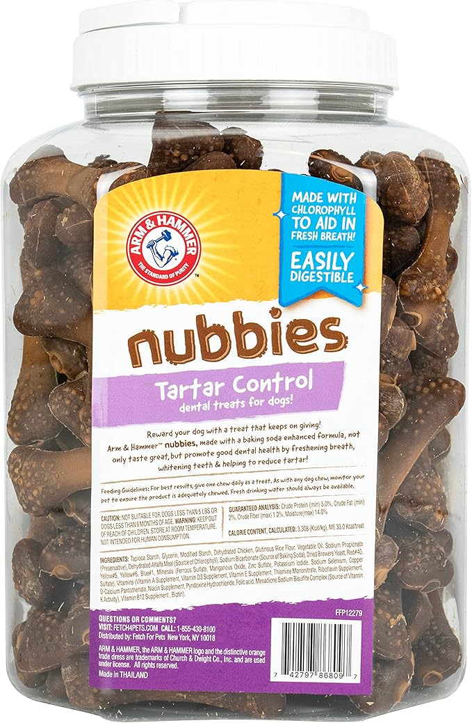 Arm & Hammer for Pets Nubbies Tartar Control Dental Treats for Dogs, Value Pack, 139 Pieces | Dental Chews Fight Bad Dog Breath, Plaque & Tartar | Chicken Flavor