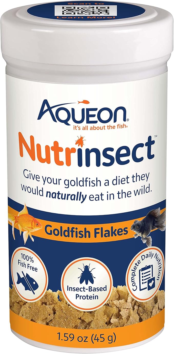 Aqueon Nutrinsect Fish-Free Fish Food, Goldfish Flakes, 1.59 oz