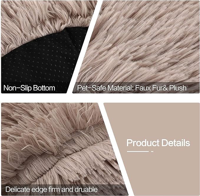 Cat Beds for Indoor Cats - Cat Bed Washable 20/24 inches, Dog Beds for Small Medium Dogs, Anti Anxiety Round Fluffy Plush Faux Fur Cat Bed,Thick Bottom Keep Pets Off The Cold Tile