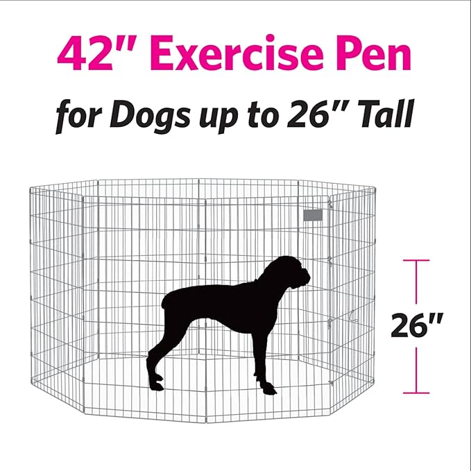 MidWest Homes for Pets Foldable Metal Dog Exercise Pen / Pet Playpen, 24'W x 42'H