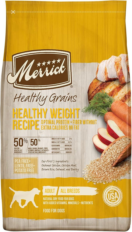 Merrick Healthy Grains Premium Adult Dry Dog Food, Wholesome and Natural Kibble, Healthy Weight Recipe - 25.0 lb. Bag