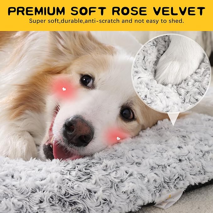 Washable Dog Bed Crate Pad for Medium Small Size Dog Soft Fluffy Kennel Pad Crate Mat for Dog Cage Anti-Slip Comfy Puppy Bed for Pet,23" x 17",Gray