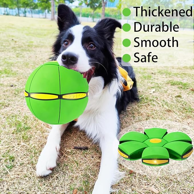 Pet Toy Flying Saucer Ball, Flying Saucer Ball Dog Toy with 3 Light for Interactive Dog,Cats, Children's Foot Ball,Outdoor Games,Camping Games-Green