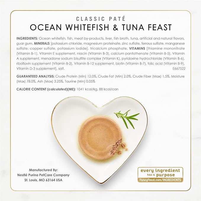 Purina Fancy Feast Seafood Classic Pate Collection Grain Free Wet Cat Food Variety Pack - (Pack of 30) 3 oz. Cans