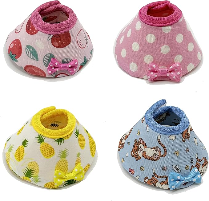NABOO 4PCS Birds Anti-bite Elizabethan Collars, Anti-Grab Feather Plucking,Recovery Collar Cones,Adjustable Neck Cone,Middle, Yello,Blue,Pink