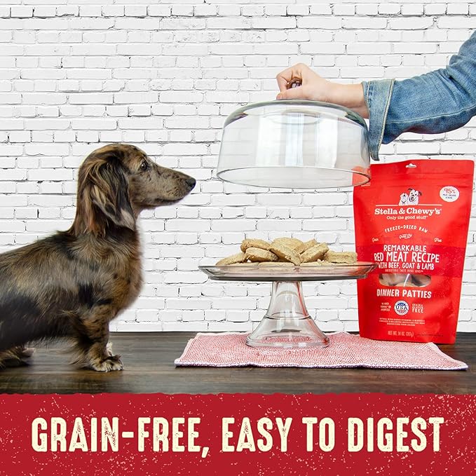 Stella & Chewy's Freeze Dried Raw Dinner Patties – Grain Free Dog Food, Protein Rich Remarkable Red Meat Recipe – 14 oz Bag
