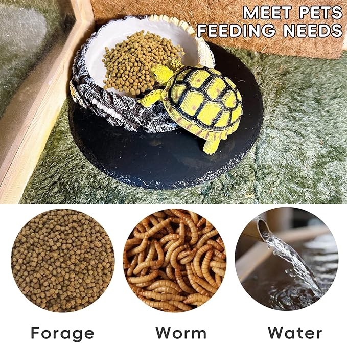 Tfwadmx Bearded Dragon Water Bowl,Reptile Feeding Dish, Snake Water Dish, Bearded Dragon Food Dish, Reptile Food Bowl for Geckos Lizards Turtles Snakes Chameleons