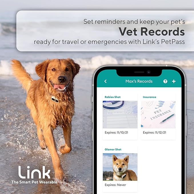 Link GPS Dog Tracker + Activity Monitor | Training Tools, Health Tracker, Waterproof, Flashlight, Lightweight, PetPass & Vet Record Storage, Fits On Most Collars | iPhone & Android Apps