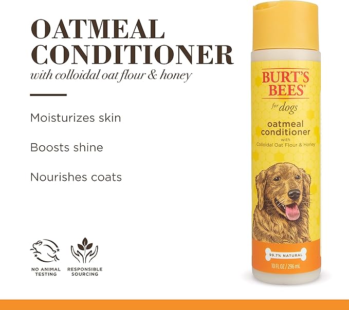 Burt's Bees for Pets Naturally Derived Oatmeal Conditioner with Colloidal Oat Flour & Honey - Dog Oatmeal Shampoo - Cruelty Free, Made in the USA - 10 Oz - 2 Pack