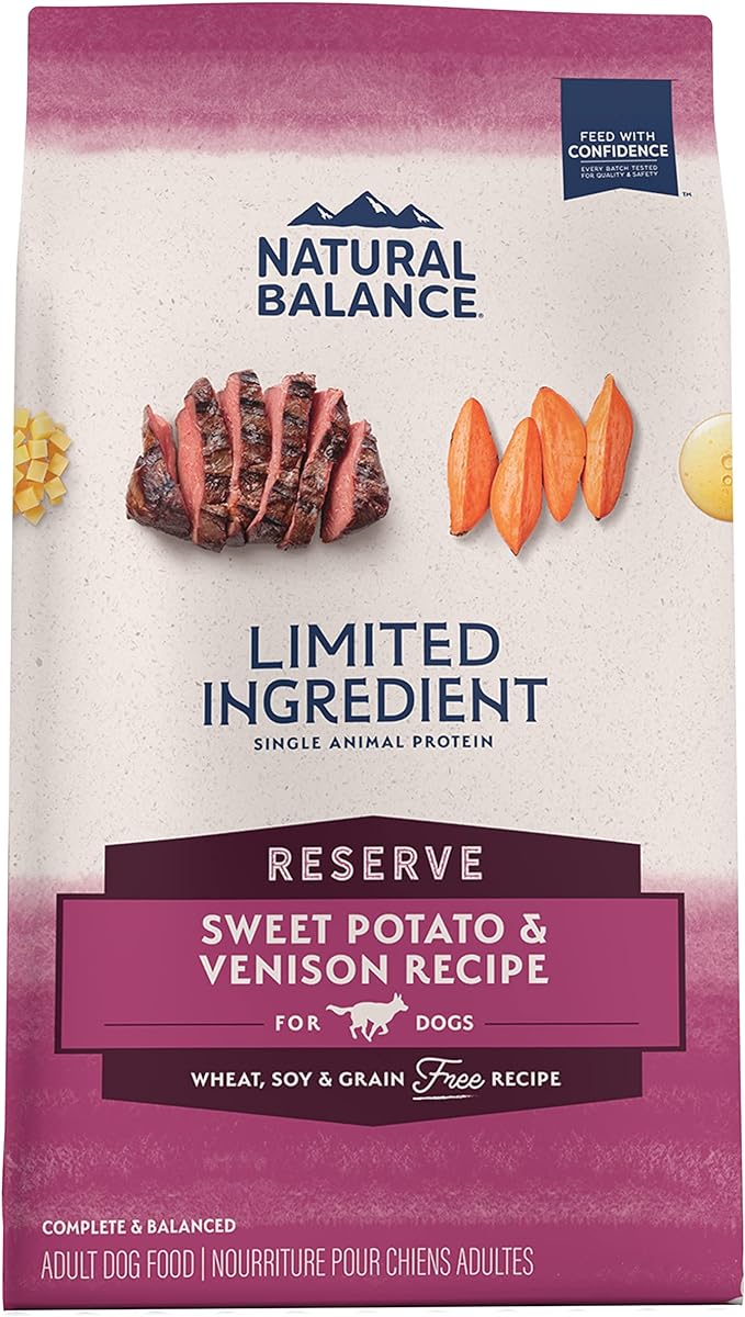 Natural Balance Limited Ingredient Adult Grain-Free Dry Dog Food, Reserve Sweet Potato & Venison Recipe, 4 Pound (Pack of 1)