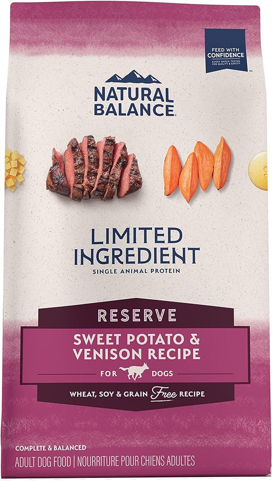 Natural Balance Limited Ingredient Adult Grain-Free Dry Dog Food, Reserve Sweet Potato & Venison Recipe, 12 Pound (Pack of 1)