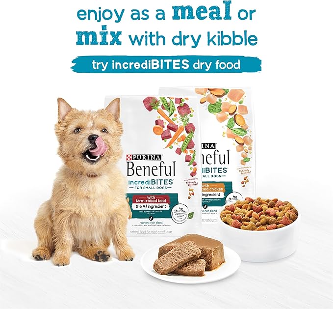 Beneful IncrediBites Pate Wet Dog Food for Small Dogs Porterhouse Steak Flavor in a Savory Gravy - 3.5 Ounce (Pack of 12)