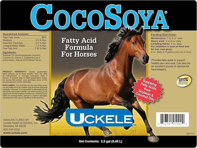 Uckele CocoSoya Oil Horse Supplement - Omega Fatty Acid Supplement for Horses - Equine Vitamin & Mineral Supplement - 2.5 gallons