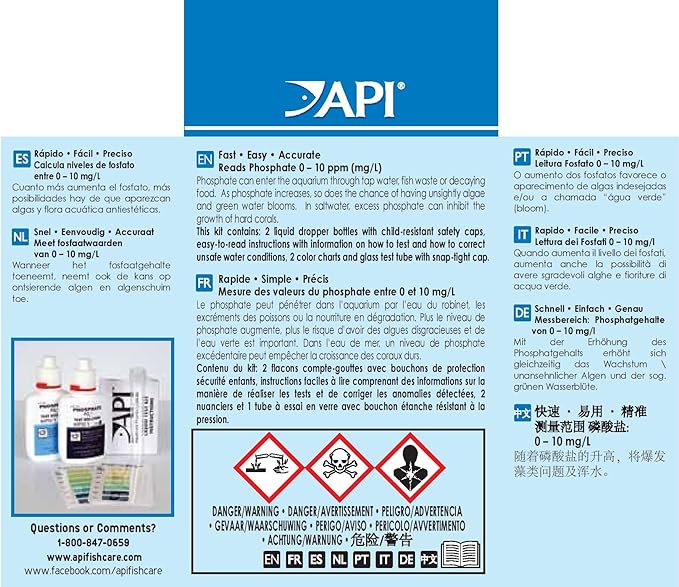 API Phosphate Test Kit For Freshwater And Saltwater, 64 OUNCES