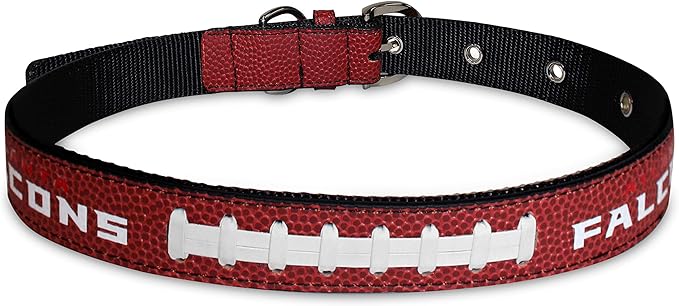 Pets First Tough Leather Pet Collar NFL Atlanta Falcons Premium Dog Collar, Limited Edition, Size Medium. Best & Strongest Heavy-Duty Dog Collar!, 16-20" Long & 1" Wide, ATL-3081-MD