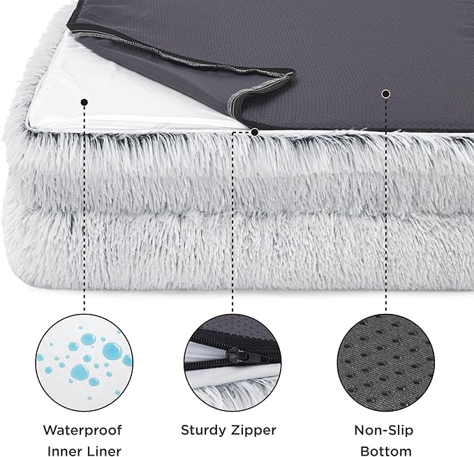 Bedsure Orthopedic Dog Bed for Medium Dogs - Calming Waterproof Dog Sofa Beds Medium, Supportive Foam Pet Couch Bed with Removable Washable Cover, Waterproof Lining and Nonskid Bottom, Misty Grey