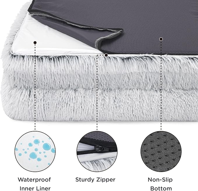 Bedsure Orthopedic Dog Bed for Extra Large Dogs - XL Washable Calming Dog Sofa Beds Large, Supportive Foam Pet Couch Bed with Removable Cover, Waterproof Lining and Nonskid Bottom, Misty Grey