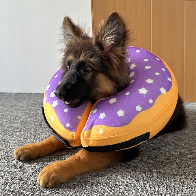 Katoggy Inflatable Dog Cone Collar for Dogs After Surgery, Soft Adjustable Blow up Donut Dog E-Collar for Small Medium Large Dog and Cats