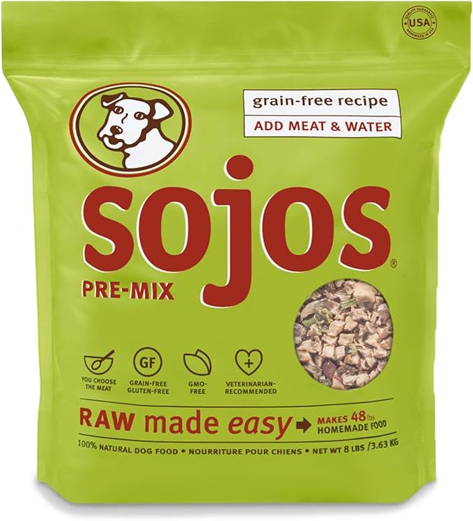 Sojos Natural Pet Food Pre-Mix Grain Free Freeze-Dried Raw Dry Dog Food Mix, 8 Pound (755709830129)