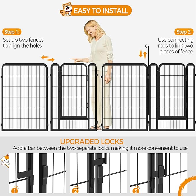 Yaheetech Dog Playpen, 32 Panels 40 Inch Height Small Animals Pen Heavy Duty Pet Fence for Puppy/Cat/Rabbit Extra Large Foldable Pet Exercise Pen for RV Camping Garden Outdoor Indoor