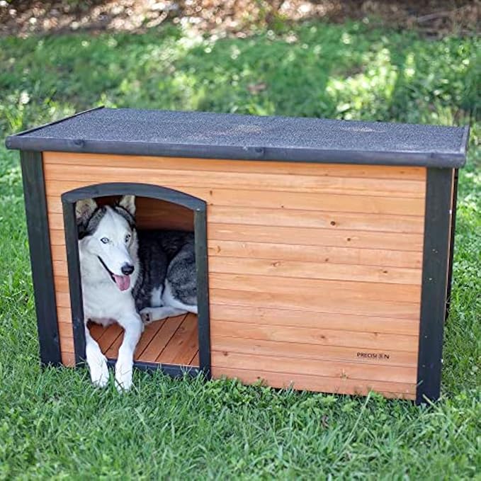 PRECISION PET PRODUCTS Extreme Outback Log Cabin Dog House, Large, Natural Wood (7027013)