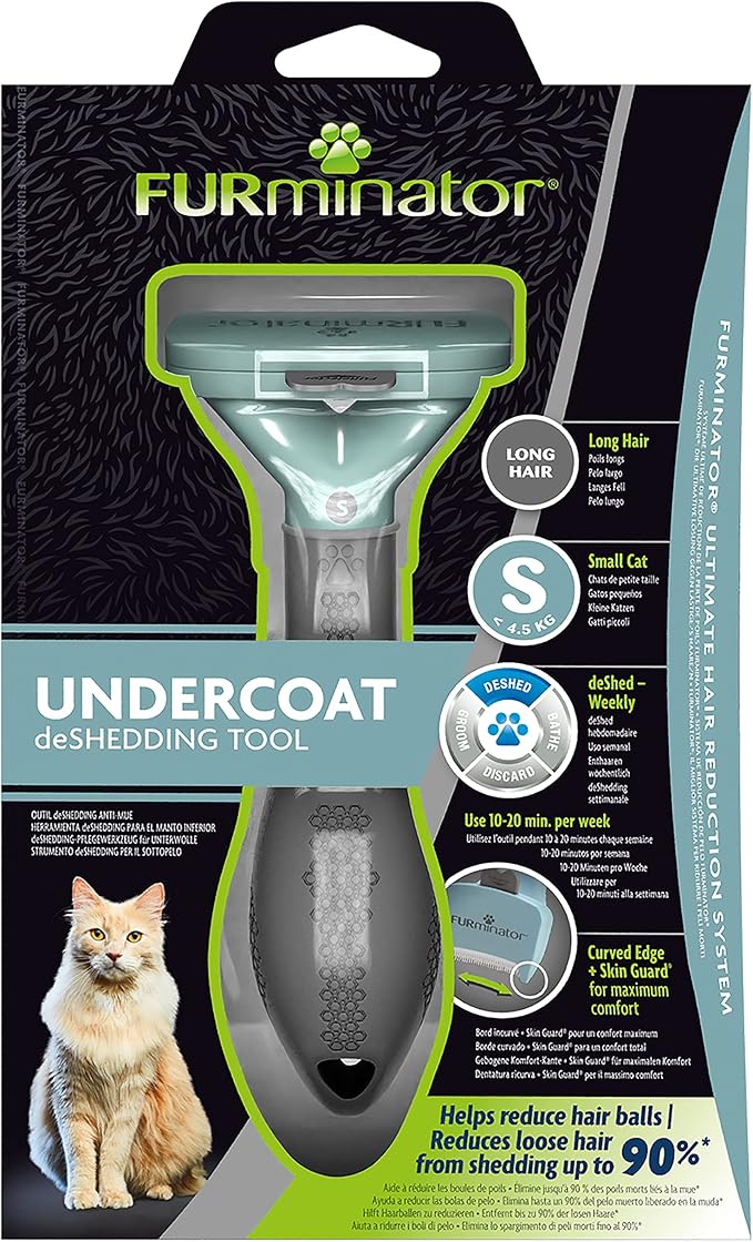 FURminator Undercoat deShedding Tool for Small Long Hair Cats Under 4.5 kg