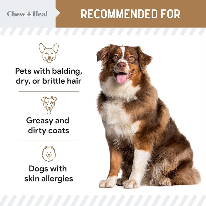 Omega for Dogs - 180 Delicious Soft Chews - Salmon Oil Treats for Skin and Coat, Itch Relief - Fish Oil Blend of Essential Fatty Acids, Omega 3, 6, and 9, and Vitamins - Peanut Butter Flavor