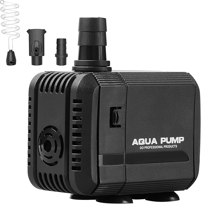 Simple Deluxe 210GPH 8W Water Table Pump (800L/H), Pond Pump with 2 Nozzles, Perfect for Fish Tank, Pond, Aquarium, Statuary, Hydroponics, Black