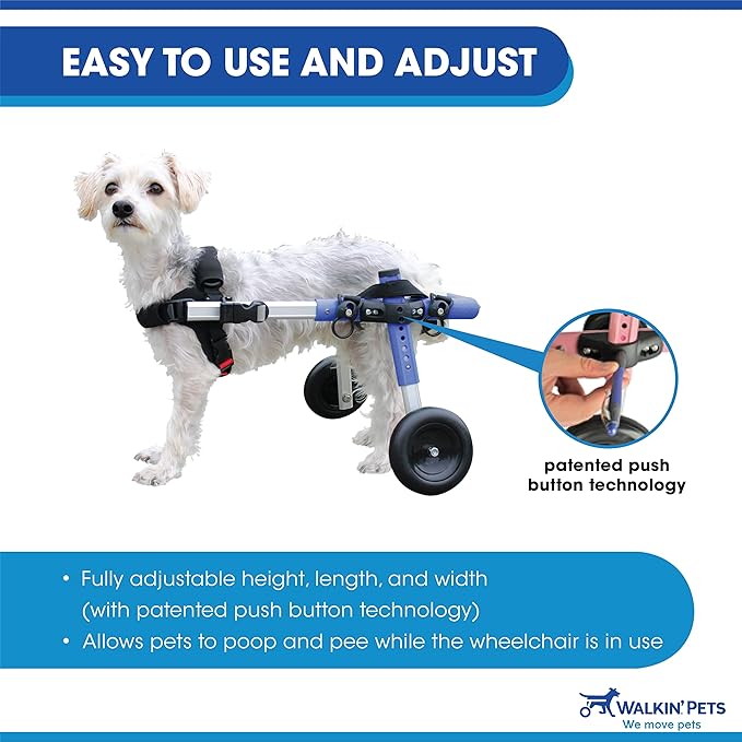 Walkin' Wheels Small Dog Wheelchair, Lightweight Dog Wheelchair for Back Legs, 15-25 lbs, for 9-11 inches Leg Height - Seafoam